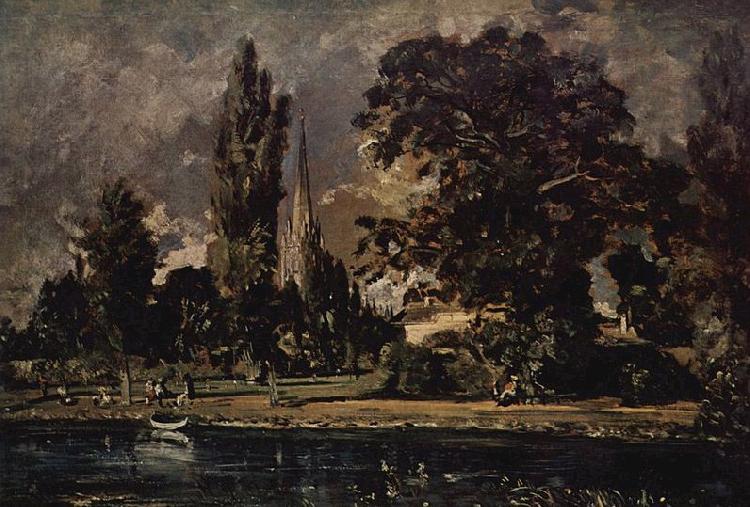 John Constable Die Kathedrale von Salisbury vom Flub aus gesehen, mit dem Haus des Archidiakonus Fischer, Skizze Sweden oil painting art